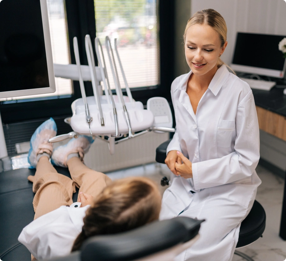 Dentist patient talking about treatment