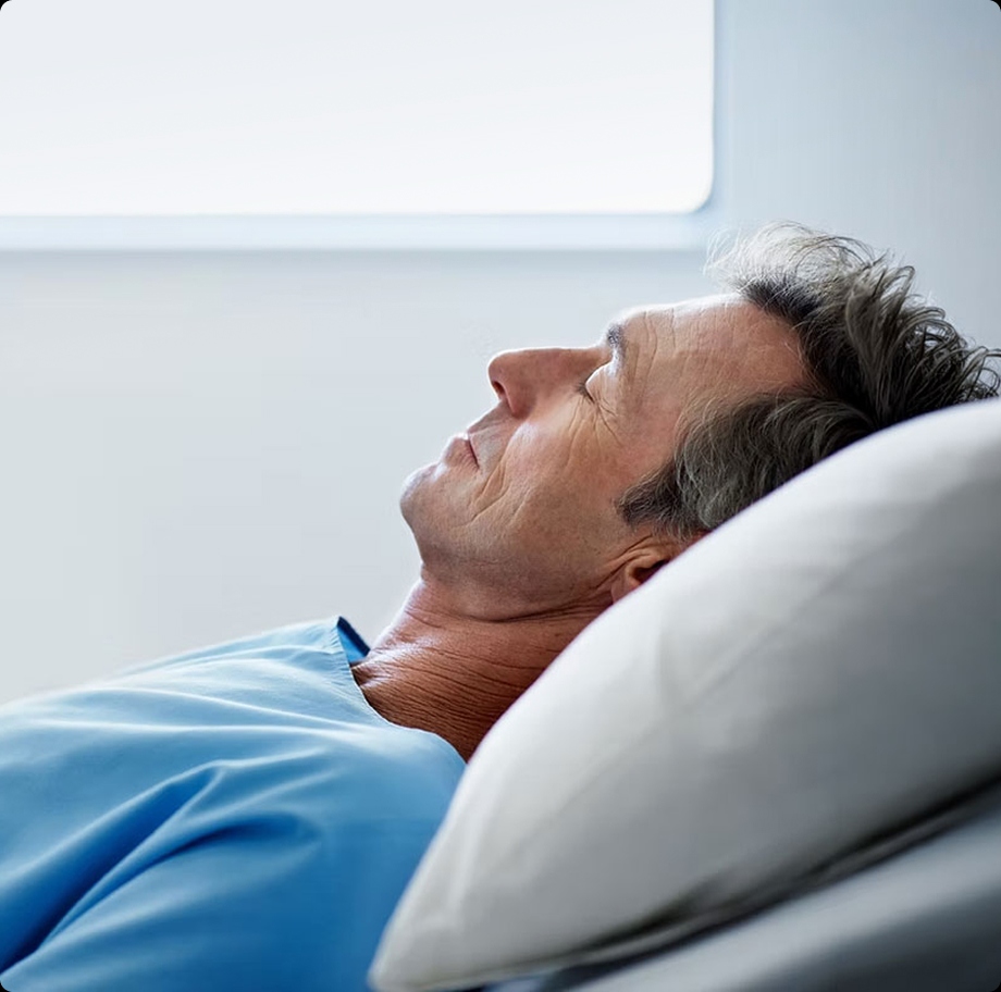 Man laying bed